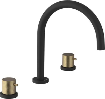 Immagine prodotto di Miscelatore 3 fori per lavabo ULTRASAN, nero opaco/oro opaco