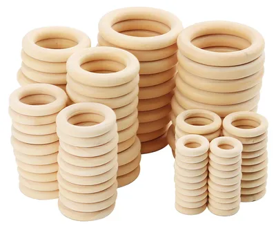 Macramé-Ringe aus Naturholz, 300 Stück, 5 Größen, 15–55 mm