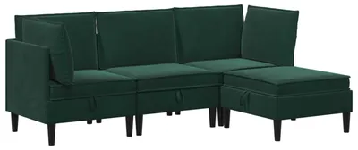 Produktbild von vidaXL Wohnzimmergarnitur mit Kissen 4 pcs Dunkelgrün Samt
