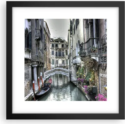 Produktbild von Gerahmtes Poster - Schwarzer Rahmen - Venedig Brücke Wasser - 30x30 cm - Wand Bild - Wanddeko - Wandbilder - Kunstposter - Wandposter - Bilderrahmen - Bilder - Kunstdruck - Wandbild - P2BAC30x30-3522