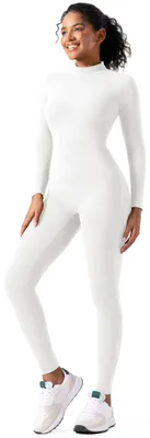 Immagine prodotto di Speerise, tuta intera con zip, scollo alto, per donna, taglia piccola, colore bianco