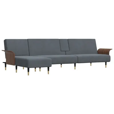 Immagine prodotto di Divano Letto a L Grigio Scuro 279x140x70 cm in Velluto