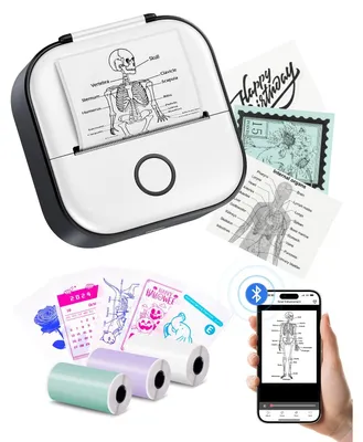Produktbild von Thermodrucker Mini-Drucker Sticker-Drucker Taschendrucker - 8,6 x 8,6 x 3,6 cm - Bluetooth - Tintenlos