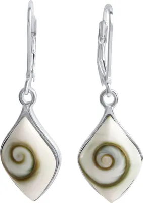 Zdjęcie produktu dla Kolczyki wiszące ze srebra próby 925, 3,2 cm, biała muszla, 342230022-1