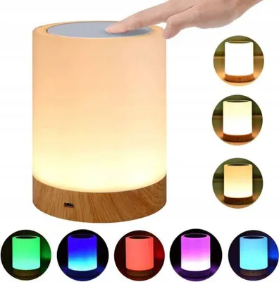Produktbild von LED Nachttischlampe, Touch Dimmbar Atmosphäre Tischlampe für Schlafzimmer Wohnzimmer,Tragbar Nachtlicht mit 16 Farben und Warmes Weißes Farbwechsel