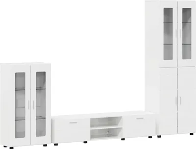 Productafbeelding van vidaXL TV-kastset FLORIN, 3 stuks, hoogglans wit, houtvezel