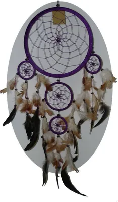 Zdjęcie produktu dla Dreamcatcher Dreamcatcher Feathers Dreams Gift Decor Wiszący Gong Wiatrowy Harmonizacja Pokoju 32 cm, fioletowy