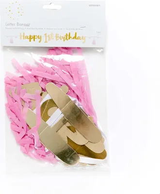 Image de Guirlande 1er anniversaire fille rose ombre