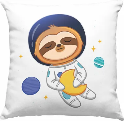 Produktbild von Trendation - Süße Faultier Deko-Kissen mit Füllung 40x40 Geschenk Weltall Galaxie Geschenkidee Jungs Jungen Coole Grafik (Blau)