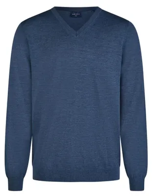 Produktbild von MARVELIS modern fit trui wol, V-hals, rookblauw
