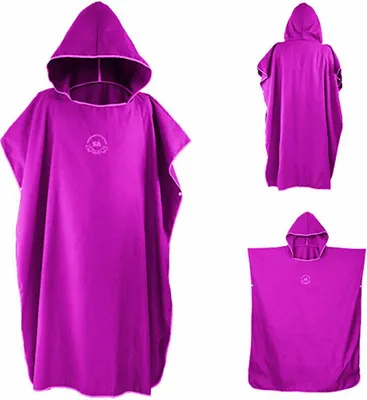 Produktbild von Topchances Bademantel Poncho Microfiber Bade Poncho mit Kapuze Tauchmantel schnell trocknenden Mantel für Damen und Herren Schwimmen Surfing Strand Tauchen Badeort, Lila