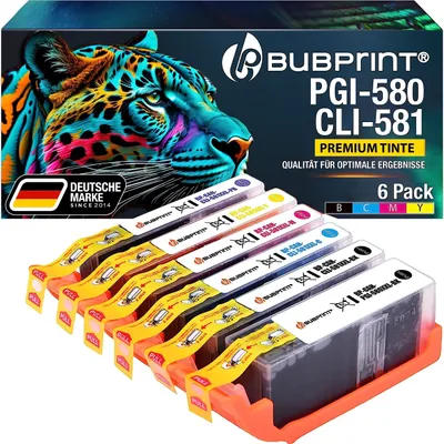 Image de Cartouches d'encre compatibles Bubprint, série 6, compatibles avec les modèles Canon PGI-580 et CLI-581 XL