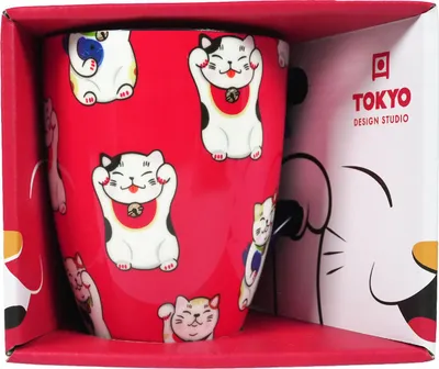 Image de Tokyo Design Tasse Kawaii Lucky Cat ROT Boîte cadeau