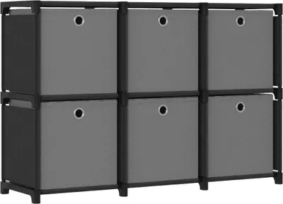 Obrázok produktu pre Polica s boxmi s dizajnom 6 kociek čierna 103x30x72,5 cm látka