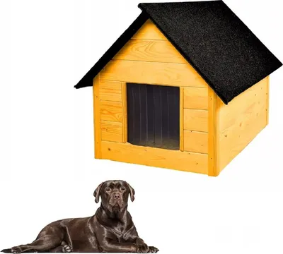 Produktbild von QLS Hundehütte aus Holz 101x69 cm Isoliert Kiefer Winterfest Outdoor 10991