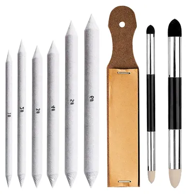 Produktbild von Papierwischer Set, 9-teiliges Set mit Papierwischern, Bleistiften, doppelendigen Mischschwammstiften und Schleifbrett für Zeichenwerkzeuge