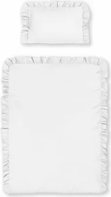 Zdjęcie produktu dla Pościel dla niemowląt, pościel dziecięca z bawełny z falbankami, styl boho, 90 x 120 cm, biała