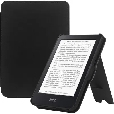 Immagine prodotto di Custodia protettiva per Tolino Shine 5/Color/4 e Kobo Clara Colour/BW/2E da 6 pollici, colore nero, con cinturino da polso e supporto