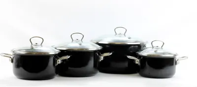 Produktbild von BELIS Emaille-Geschirrset PREMIUM SCHWARZ 4-teilig