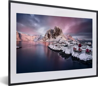 Produktbild von MuchoWow® MuchoWow® Gerahmtes Poster Lofoten Norwegen Fotodruck 40x30 cm - Poster mit zchwarzem Bilderrahmen - Bilderrahmen - Poster im Rahmen