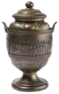 Ägyptische Urne 28 cm – Bronze-Dekoration mit Kobra & Stier