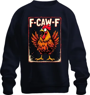 Produktbild von F-CAW-F lustiger Hahn Cartoon Bauernhof Spruch Sarkasmus Vintage Uni Sweatshirt Pullover, Navy, 3XL