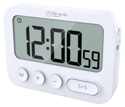 Produktbild von Miraval Digitale Uhr mit Alarm & Timer – Vibrationsalarm, Countdown bis 99:99:59, großes Display, Tischuhr, Weiß