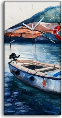 Produktbild von Wandbild Leinwand Bilder Wanduhr Geräuschlos Kunstdruck 30x60 Schiff Berg - weiße Hände
