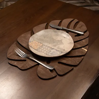 Produktbild von Hermia Concept, Monstera - Wenge, Holz-Tischmatten-Set (6-teilig), 100 % HOLZ, Wenge, 33 x 45 cm