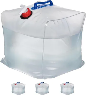Produktbild von Transparanter Opvouwbare Wasserbehälter 20 Liter mit Schlauchverschluss - Camping-Wasserreservoir