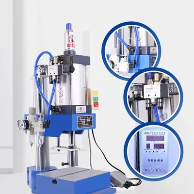 Immagine prodotto di Pressa idraulica a banco per aria compressa, con pedale - Pressa meccanica per stampaggio e pressatura - Forza di pressatura regolabile - CNC - 110/220 V - Argento