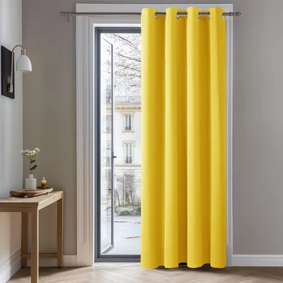Produktbild von Verdunkelungsgardinen mit Ösen, blickdicht, thermisch isolierend, 229x132 cm, Senfgelb, 1 Stück