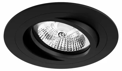 Image de Spot Encastré Avant R 111 Mm Pour Ampoules Gu10, Cadre En Aluminium Noir Mat, Orientable Et Réglable À 45° - Beneito & Faure