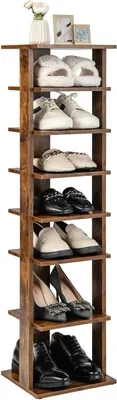 Produktbild von Schuhregal/Schuhständer - 8 Ebenen - Schmales vertikales Eckregal - Freistehend - Holz - Braun