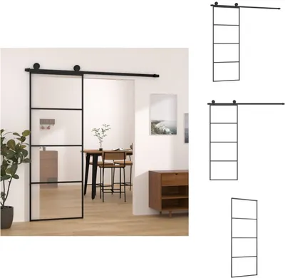 Obrázek produktu pro vidaXL Posuvné dveře s kováním 76x205 cm ESG sklo a hliník - Vchodové dveře