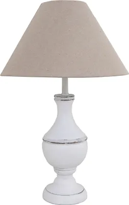 Produktbild von Tischlampe MARLA weiß beige aus Holz im Landhausstil shabby chic E27