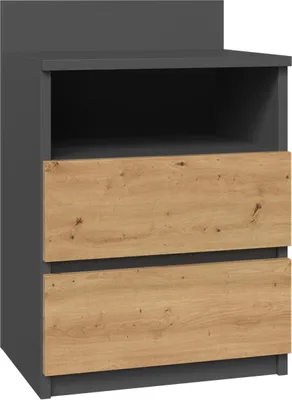 A product shot of a nightstand with two drawers.