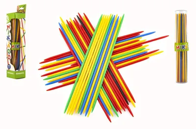 Immagine prodotto di Gioco da tavolo Mikado, 41 pezzi in plastica da 24,5 cm, in astuccio di plastica all'interno di una scatola da 5,5 x 30 x 5,5 cm