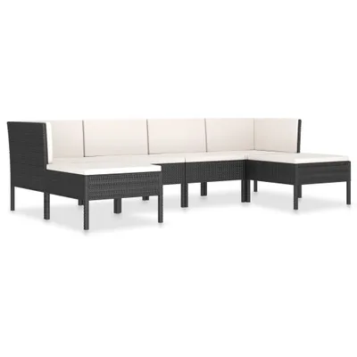 Produktbild von 6-tlg. Garten-Lounge-Set mit Auflagen Poly Rattan Schwarz