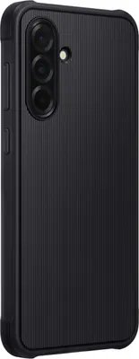 A black smartphone case is shown from a side angle.