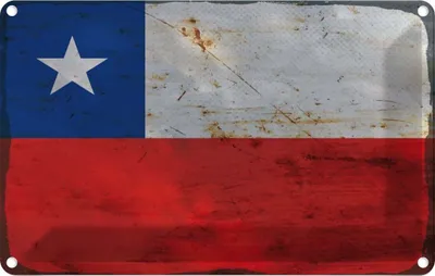 Produktbild von vianmo Blechschild 20x30 cm Chile Rost Flagge Fahne Wappen