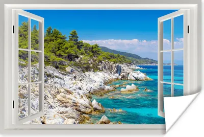 Produktbild von MuchoWow® Poster Aussicht - Meer - Felsen 90x60 cm - Schlafzimmer
