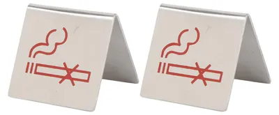 Image de 2 panneaux de table « Interdiction de fumer » en acier inoxydable pour restaurants, hôtels et bureaux