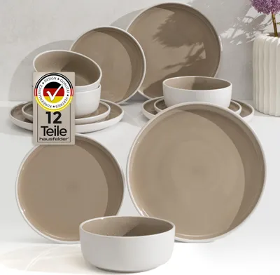 Produktbild von Steingut Geschirrset 4 Personen, 12teilig, Shadow Stone