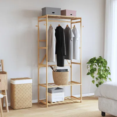 Obrázek produktu pro vidaXL Věšák na oděvy s policemi 80x40x175 cm bambusový