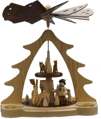 Produktbild von Pyramide Förster mit Rehe im Wald mit Teelichter natur Höhe 28cm NEU