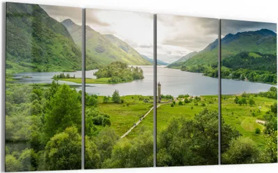 Produktbild von DEQORI Glasbild Echtglas 4x30x60 cm 'Glenfinnan Monument' Wandbilder XXL groß