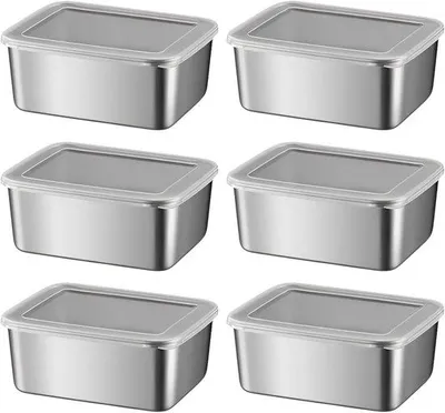 Image de Lot de 6 boîtes à goûter en acier inoxydable
