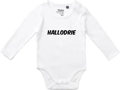 Produktbild von Huuraa Baby Body Hallodrie Schriftzug 80 White  Baumwolle Fairtrade Langarmbody Geschenkidee