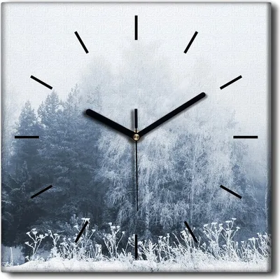 Produktbild von Coloray Uhr auf Leinwand 30x30 cm Wand Uhr Dekoration Wohnzimmer Segeltuch schwarze Hände -Winterbaumlandschaft.